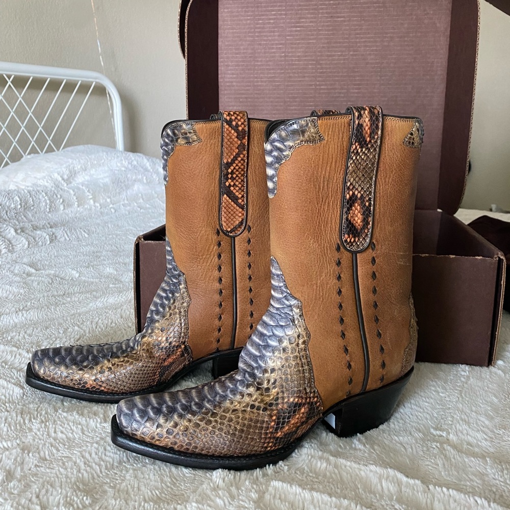 Pinto Ranch Tri Color Python Boots